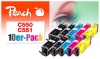 Peach 10er-Pack Tintenpatronen, kompatibel zu  Canon PGI-550, CLI-551